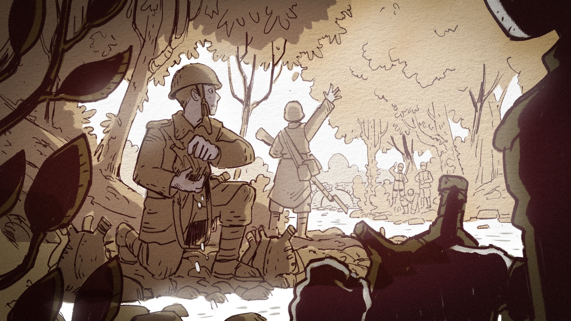 Illustration d'éclaireurs se ravitaillant.