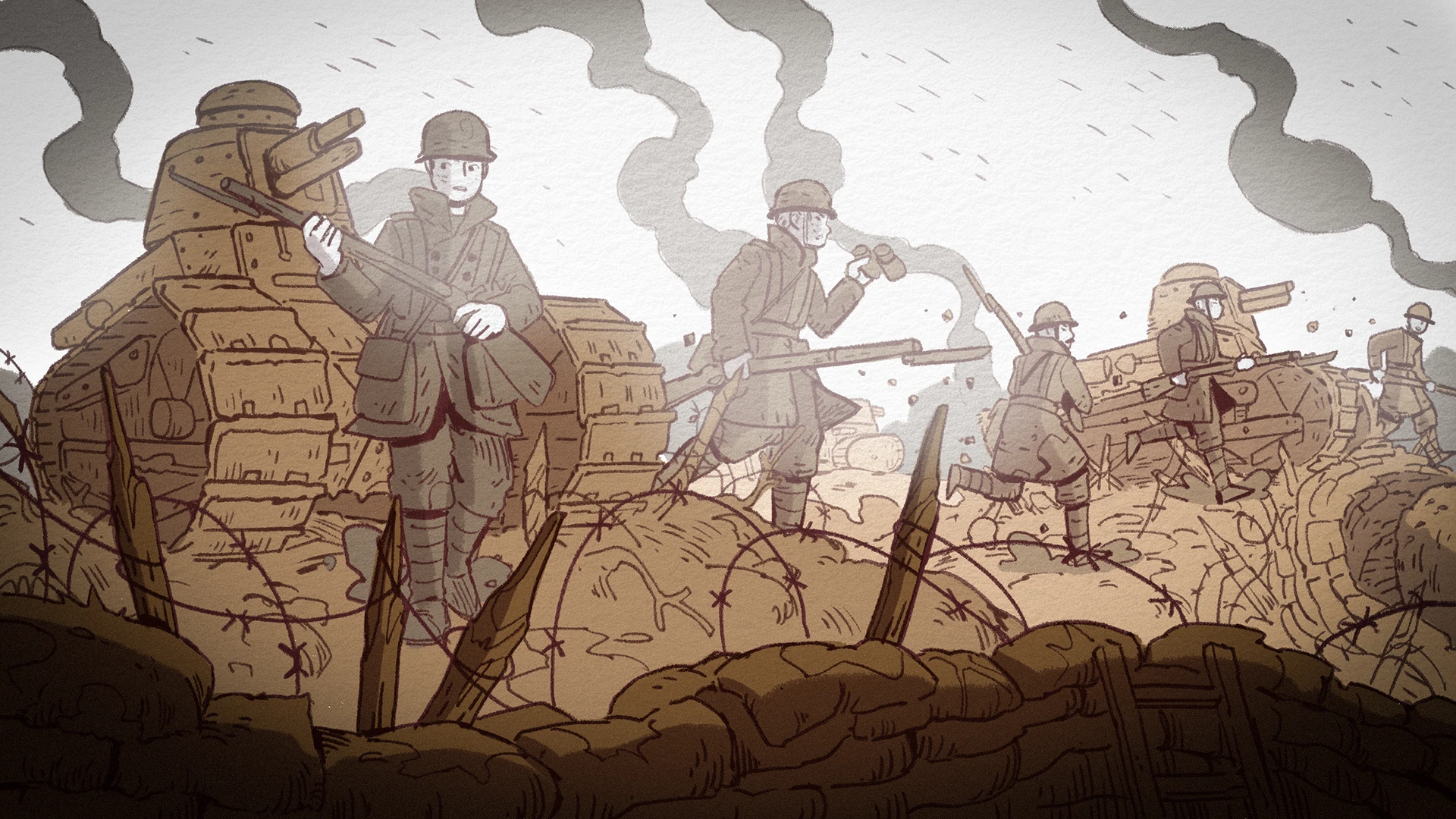 Illustration de la reconquête par les chars 