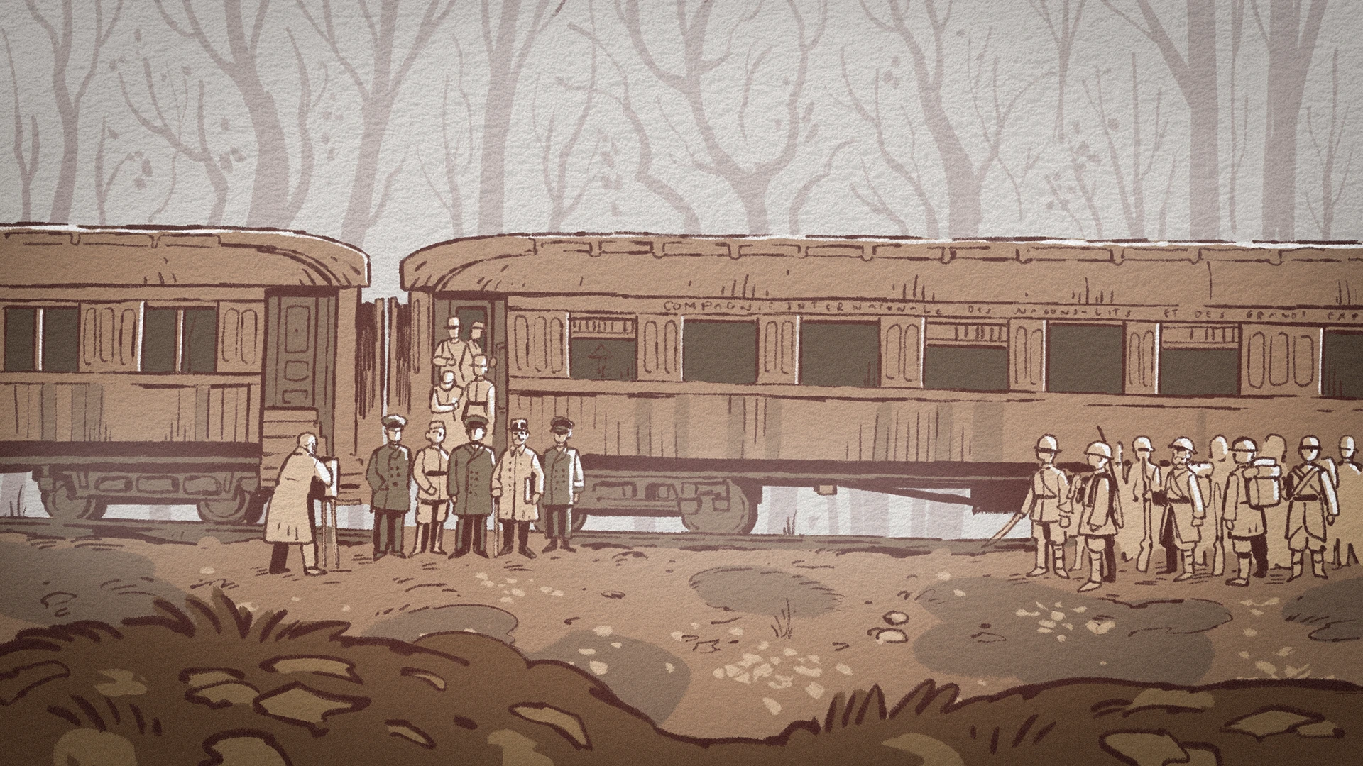 Illustration de la signature de l'armistice 