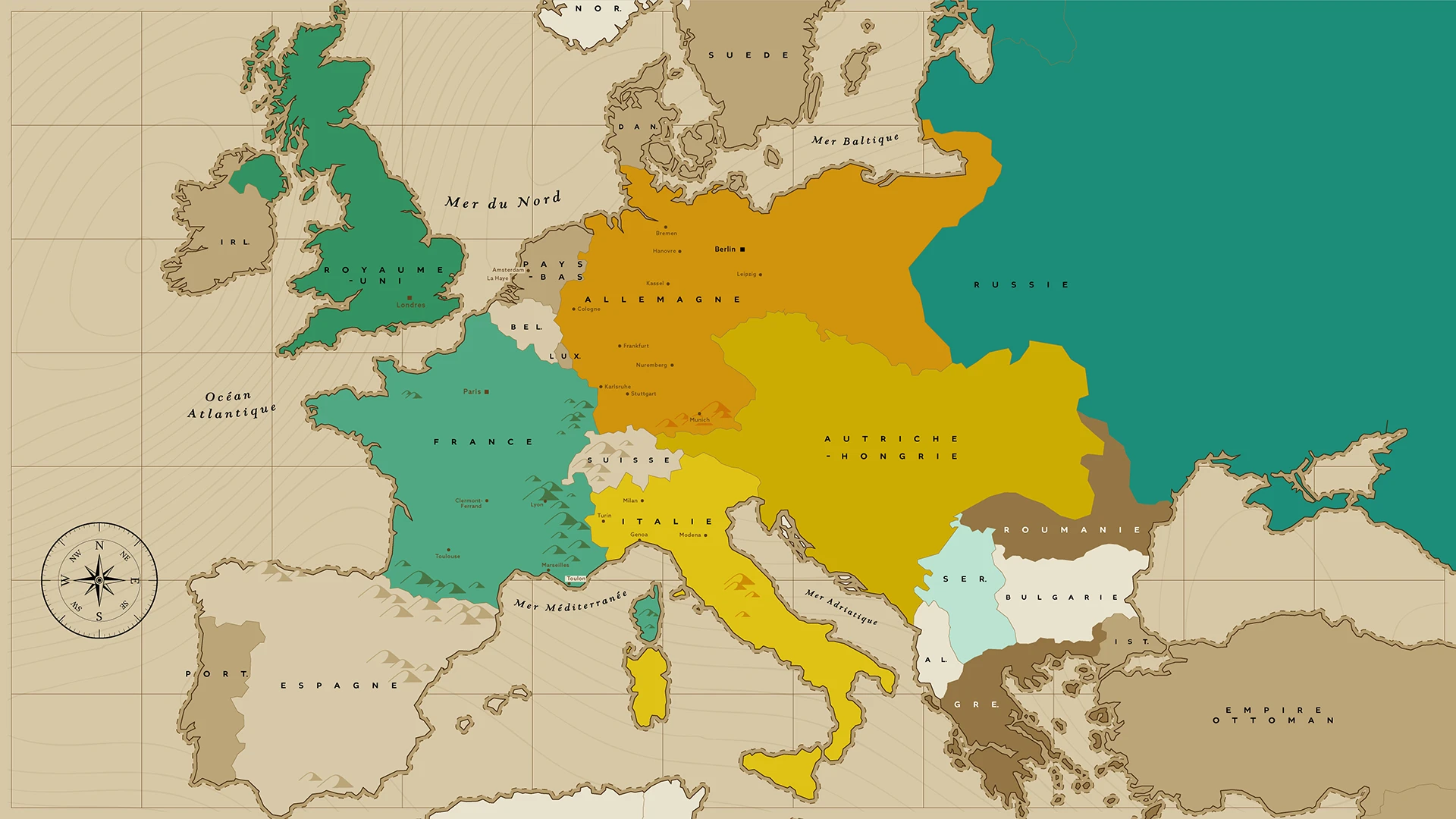 Map coloré durant la guerre.